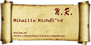 Mihailla Richárd névjegykártya